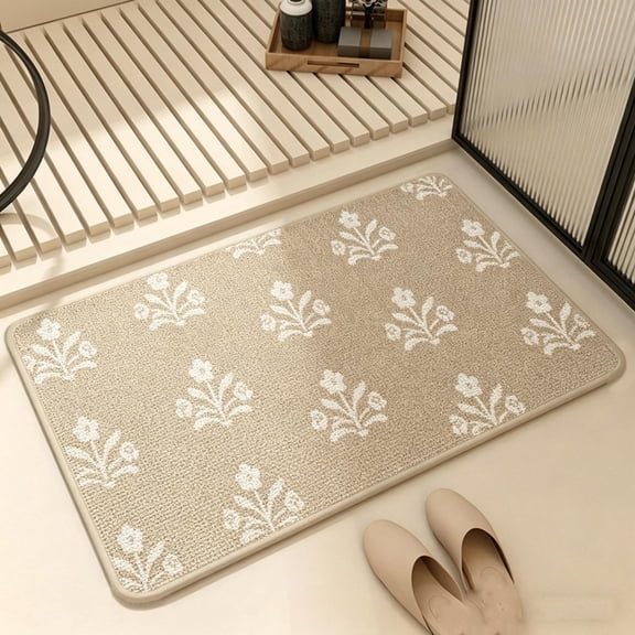 40x60CM Floral Non-Slip Entry Door Doormat, Dirt Trapping Washable Indoor Floor Rug, Minimalist Home Porch Entrance Welcome Mat