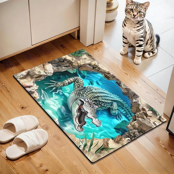 40x60cm 3D Pattern Entrance Mat, Absorbent Non-Slip Household Foot Mat, Dirt-Proof Bathroom Floor Mat for Entryway, Bathroom, Mudroom