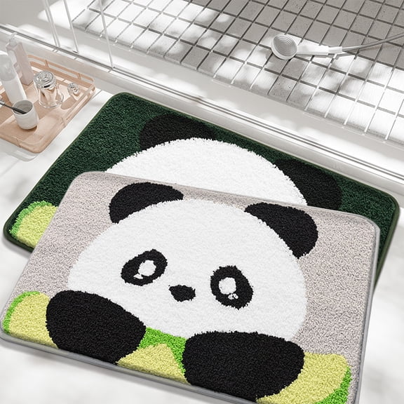 40x60cm Area Rug Carpet Bathroom Non Slip Cute Panda Printed Mat Absorbent Floor Mat Entrance Mat Non Slip Foot Mat Bedroom Carpet