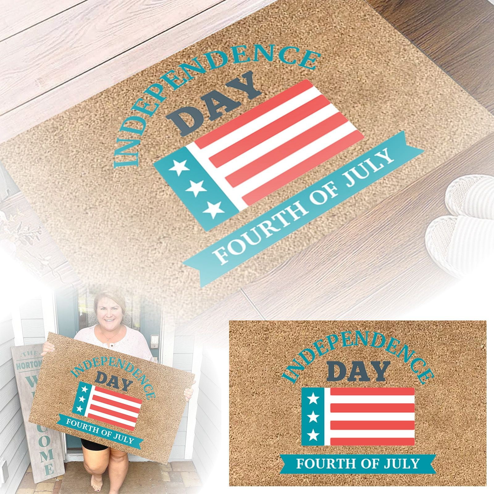 40x60cm Independence Day USA Pattern Floor Mats Independence Day Velvet