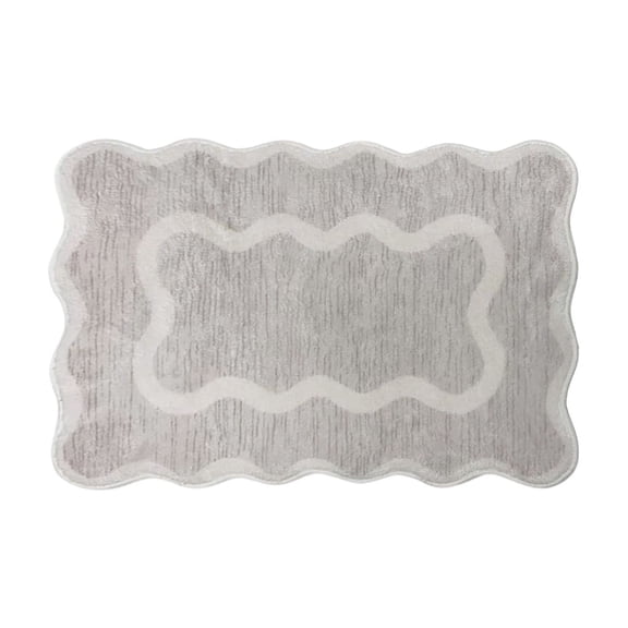 40x60cm Scalloped Cream Beige Absorbent Bath Mat, Washable Soft Shower Floor Rug, Non Slip Tub Side Foot Carpet For Master Bathroom Laundry Room Static Decor Layout