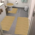 thumbnail image 1 of Velvet Fleece Foam Bath Mat 4-Piece Set - Non-Slip Rubber Backing, Machine Washable Bathroom Rugs Khaki, 1 of 7