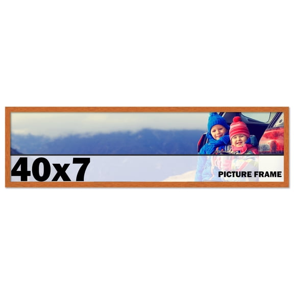 40x7 Frame Honey Pecan Brown Picture Frame - Modern Photo Frame Includes UV Acrylic Shatter Guard