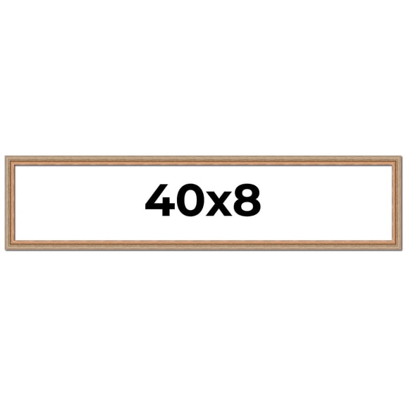 40x8 Frame Brown 60's Wooden Cabinet Solid Wood Picture Frame | 1 Inch Moulding Width | Complete