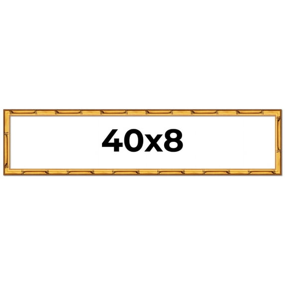 40x8 Frame Gold Bamboo Picture Frame - Complete Modern Photo Frame Includes UV Acrylic Shatter