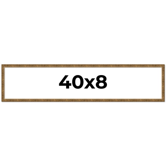 40x8 Frame Gold Solid Wood Picture Frame - Complete Modern Photo Frame Includes UV Acrylic