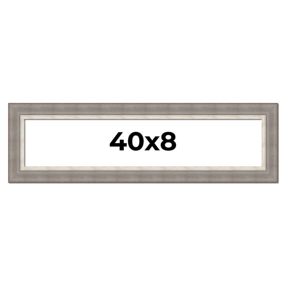 40x8 Frame Grey Real Wood Picture Frame Width 2.75 Inches | Interior Frame Depth 0.5 Inches | Linus