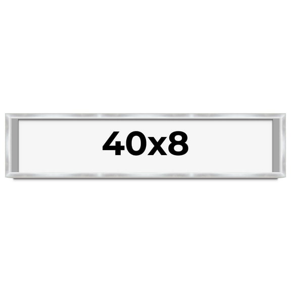 40x8 Frame Silver Whitewashed Wood Grain Solid Wood Shadow Box | 0.75 Inch Moulding Width | 0.75
