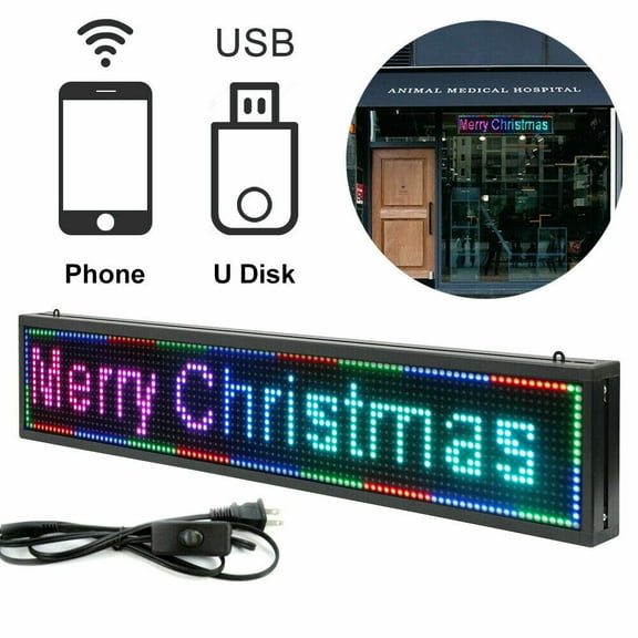 40x8" LED Sign Programmable Scrolling Message Display Board Advertising Ultra-thin Flexible Bluetooth LED Screen Car LED Sign with WiFi+USB for Advertising Programmable Scrolling Sign Message Board