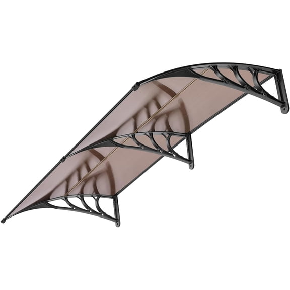 40x80 Inch Brown Spliced Patio Awning, Waterproof Polycarbonate Window/Door Cover with Black ABS Bracket