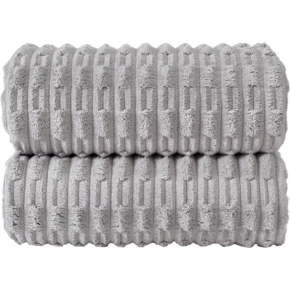 40x80 Inches Oversized Bath Sheets Extra Large Bath Towels Set of 6 for Adults Super Soft Quick Dry Light Weight Lint Free Absorbent Stripe Hanging Loop Microfiber Shower Towels (Grey, 2pcs)
