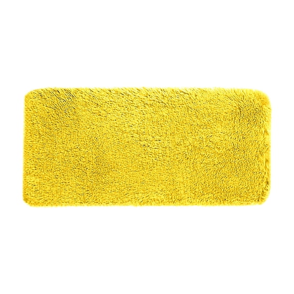 40x80cm Yellow Long Plush Bath Mat, Soft Water Absorbent Non-Slip Bathroom Rug