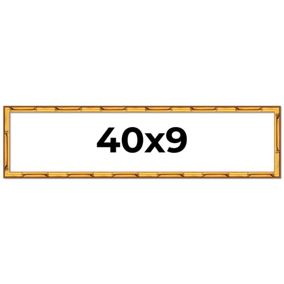 40x9 Frame Gold Bamboo Picture Frame - Complete Modern Photo Frame Includes UV Acrylic Shatter