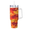 thumbnail image 1 of 40zo Ice Bar Cup With Handle Double Insulation Large Capacity Rust Prevention For Daily Travel And Other Scenes Vector Camouflage Pattern Orange Red_4, 1 of 8