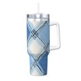thumbnail image 1 of 40zo Ice Bar Cup With Handle Double Insulation Large Capacity Rust Prevention For Daily Travel And Other Scenes Argyle Plaid Lightskyblue_49288_1, 1 of 8