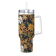 thumbnail image 1 of 40zo Ice Bar Cup With Handle Double Insulation Large Capacity Rust Prevention For Daily Travel And Other Scenes Groovy Flowers (17), 1 of 8