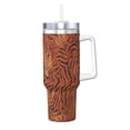 thumbnail image 1 of 40zo Ice Bar Cup With Handle Double Insulation Large Capacity Rust Prevention For Daily Travel And Other Scenes Tiger Print Style Darkred_1, 1 of 8