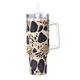 thumbnail image 1 of 40zo Ice Bar Cup With Handle Double Insulation Large Capacity Rust Prevention For Daily Travel And Other Scenes Tiger Skin Print Style Dimgray_4, 1 of 8