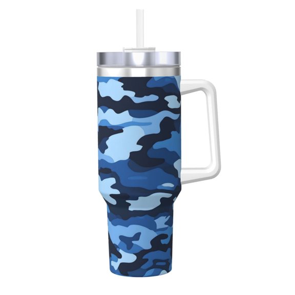 40zo Ice Bar Cup With Handle Double Insulation Large Capacity Rust Prevention For Daily Travel And Other Scenes Vector Camouflage Pattern Blue_1