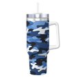 thumbnail image 1 of 40zo Ice Bar Cup With Handle Double Insulation Large Capacity Rust Prevention For Daily Travel And Other Scenes Vector Camouflage Pattern Blue_2, 1 of 8