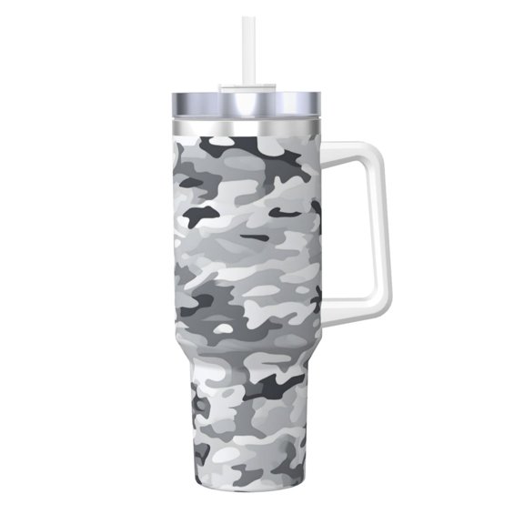40zo Ice Bar Cup With Handle Double Insulation Large Capacity Rust Prevention For Daily Travel And Other Scenes Vector Camouflage Pattern Gray_3
