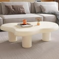 thumbnail image 1 of 41.02" Cloud Shape Coffee Table, Modern Round Edge White Coffee Table with 3 Sturdy Support Legs and 3.14" Thick Tabletop for Living Room, Bedroom, 1 of 9