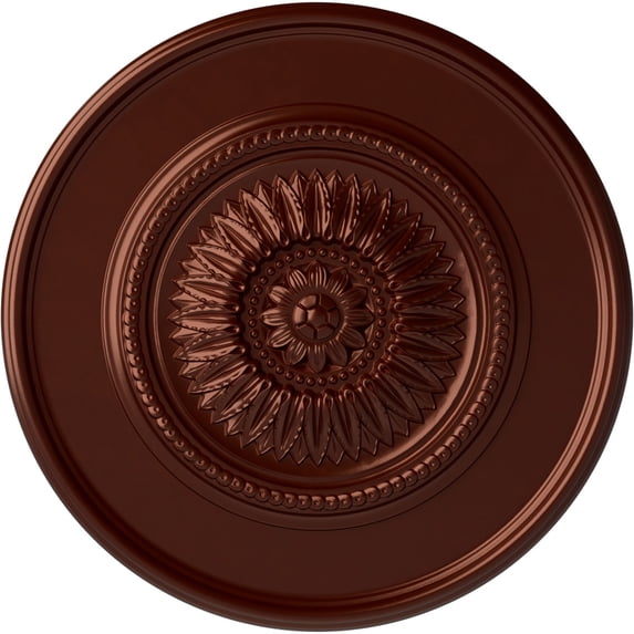41 1/8"OD x 2 1/2"P Large Floral Ceiling Medallion, Hand-Painted Antique Copper