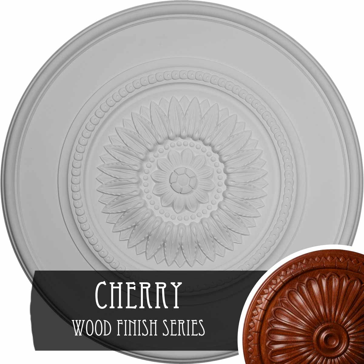 41 1/8"OD x 2 1/2"P Large Floral Ceiling Medallion, Hand-Painted Cherry