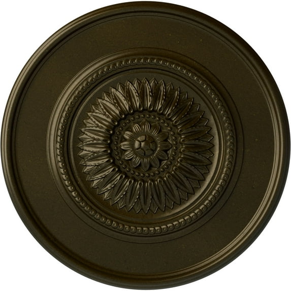 41 1/8"OD x 2 1/2"P Large Floral Ceiling Medallion, Hand-Painted Green Gold