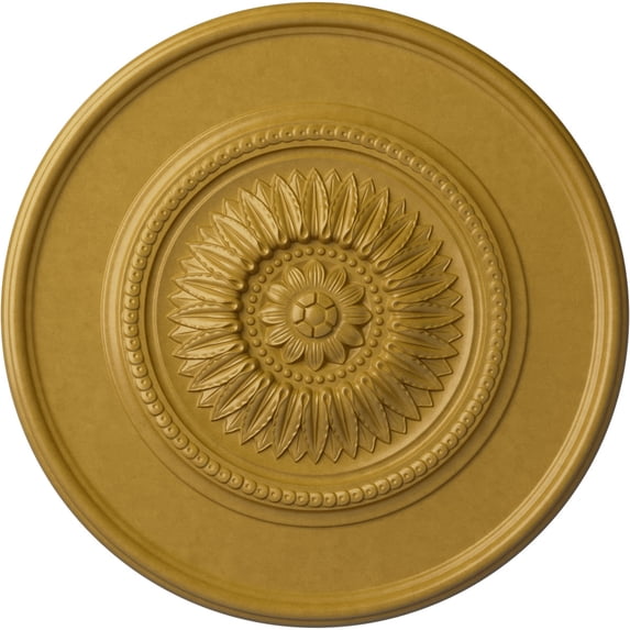 41 1/8"OD x 2 1/2"P Large Floral Ceiling Medallion, Hand-Painted Iridescent Gold