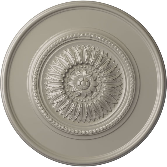 41 1/8"OD x 2 1/2"P Large Floral Ceiling Medallion, Hand-Painted Pearl White