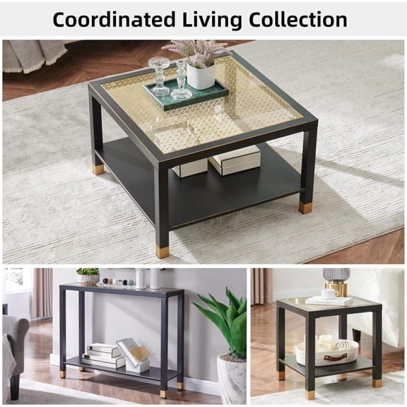 Gold Mesh Tempered Glass Coffee Table Heavy Duty 40mm Metal Legs Seamless Hidden Hardware Stable Modern Luxury Center Table Easy Maintenance For Living Room