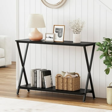 41.3" Console Table Entryway Sofa Table Narrow Entrance with Storage Shelf, MDF, Black