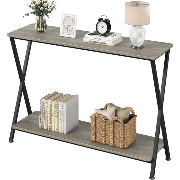 41.3" Console Table Entryway Sofa Table Narrow Entrance with Storage Shelf, MDF, Gray