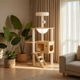 thumbnail image 1 of 41.3" Modern Cat Tree - Acrylic Hammock, Sisal Scratching Posts & Top Perch for Small Large Indoor Cats, 1 of 10