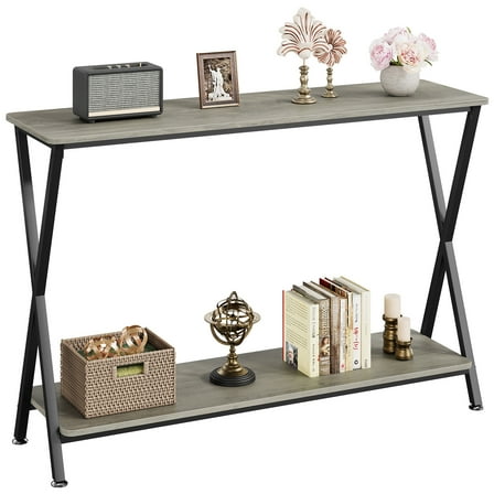 41.3" Narrow 2-Tier Console Table, Farmhouse Sofa Table with Shelves for Hallway, Entryway & Behind Couch