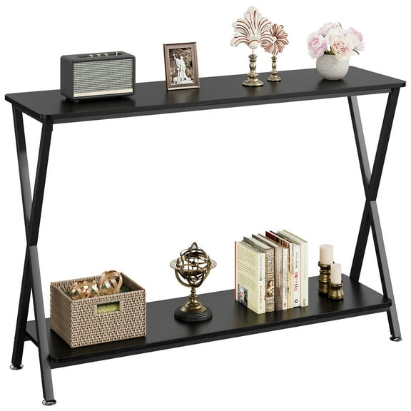 41.3" Narrow 2-Tier Console Table, Farmhouse Sofa Table with Shelves for Hallway, Entryway & Behind Couch