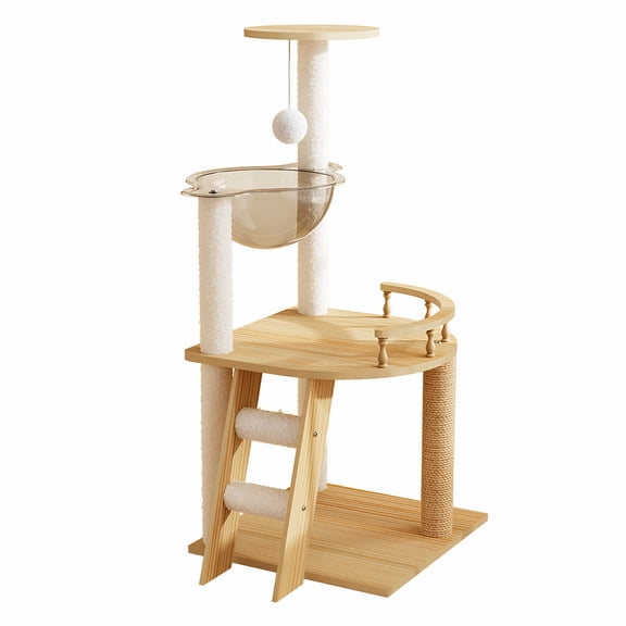 41.3" Wood Cat Tree Tower with Hammock