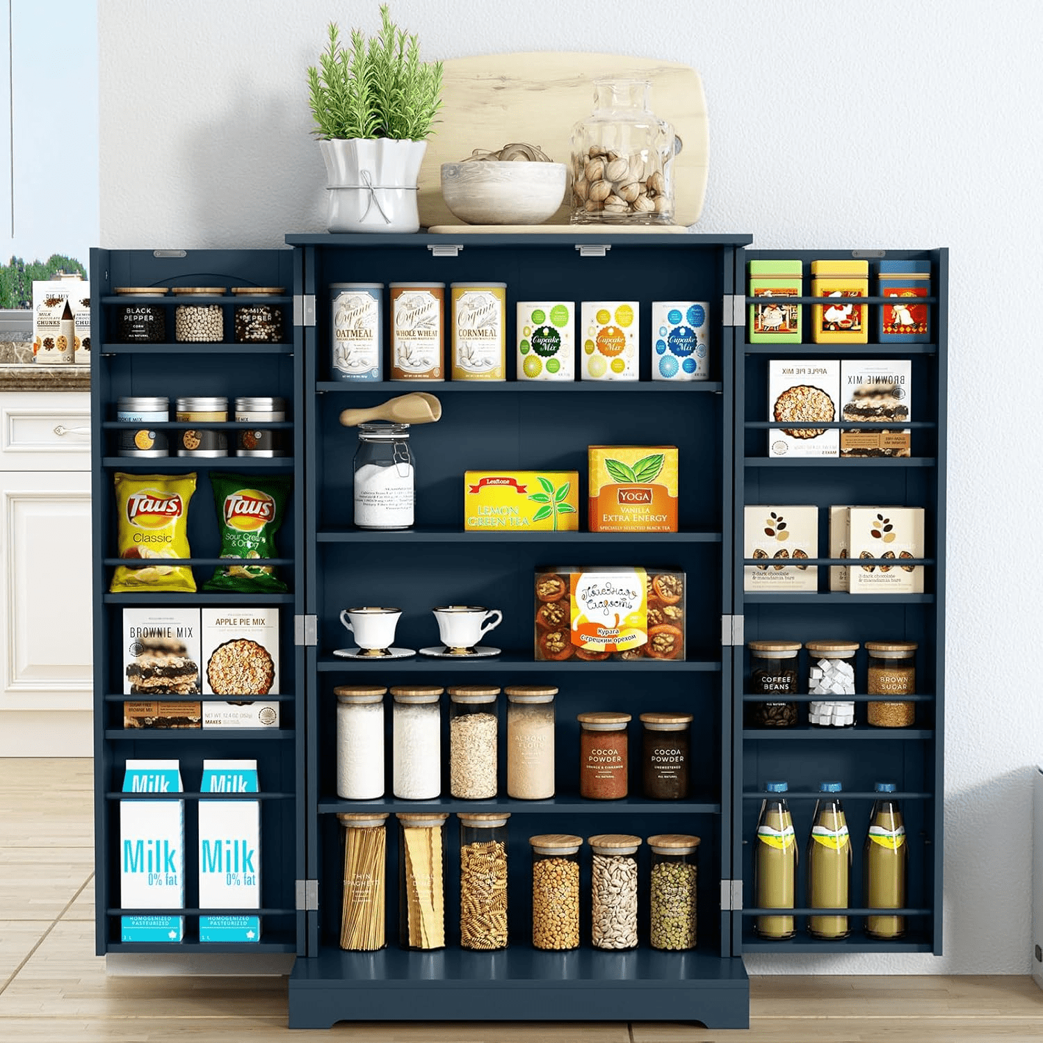 41'' Freestanding Pantry Kitchen Pantry with Doors and