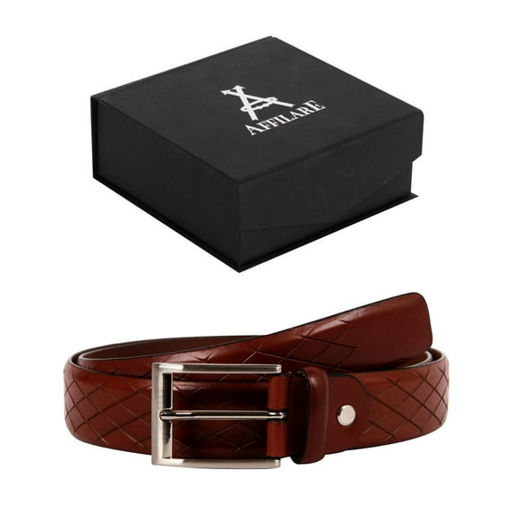 41-42 Affilare Men's Genuine Italian Leather Dress Belt 35mm Tan 12CFTD13TN