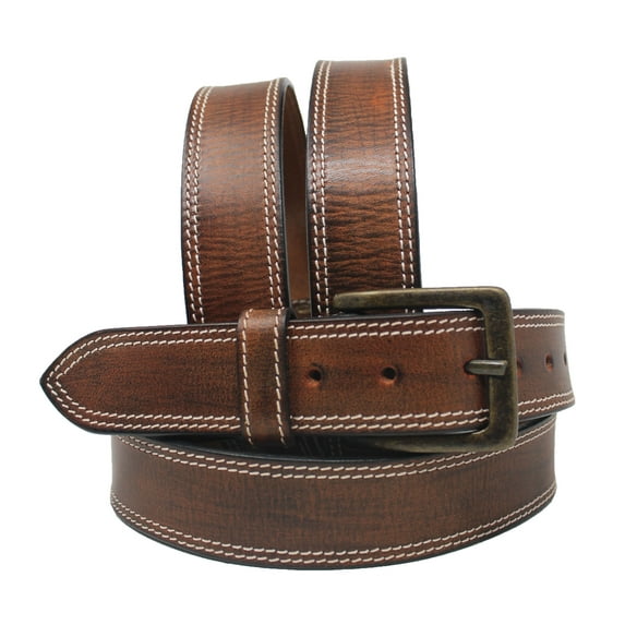 41-42 Men's 1-1/2" Casual Brown Distressed Genuine Leather Belt 26AA80BR