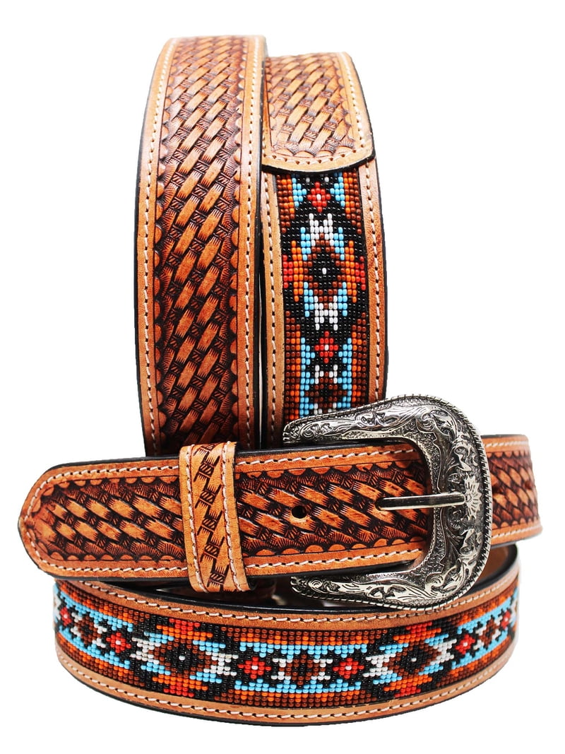 41-42 Western Antique Basket Weave Tooled Beaded Full-Grain  display picture 2