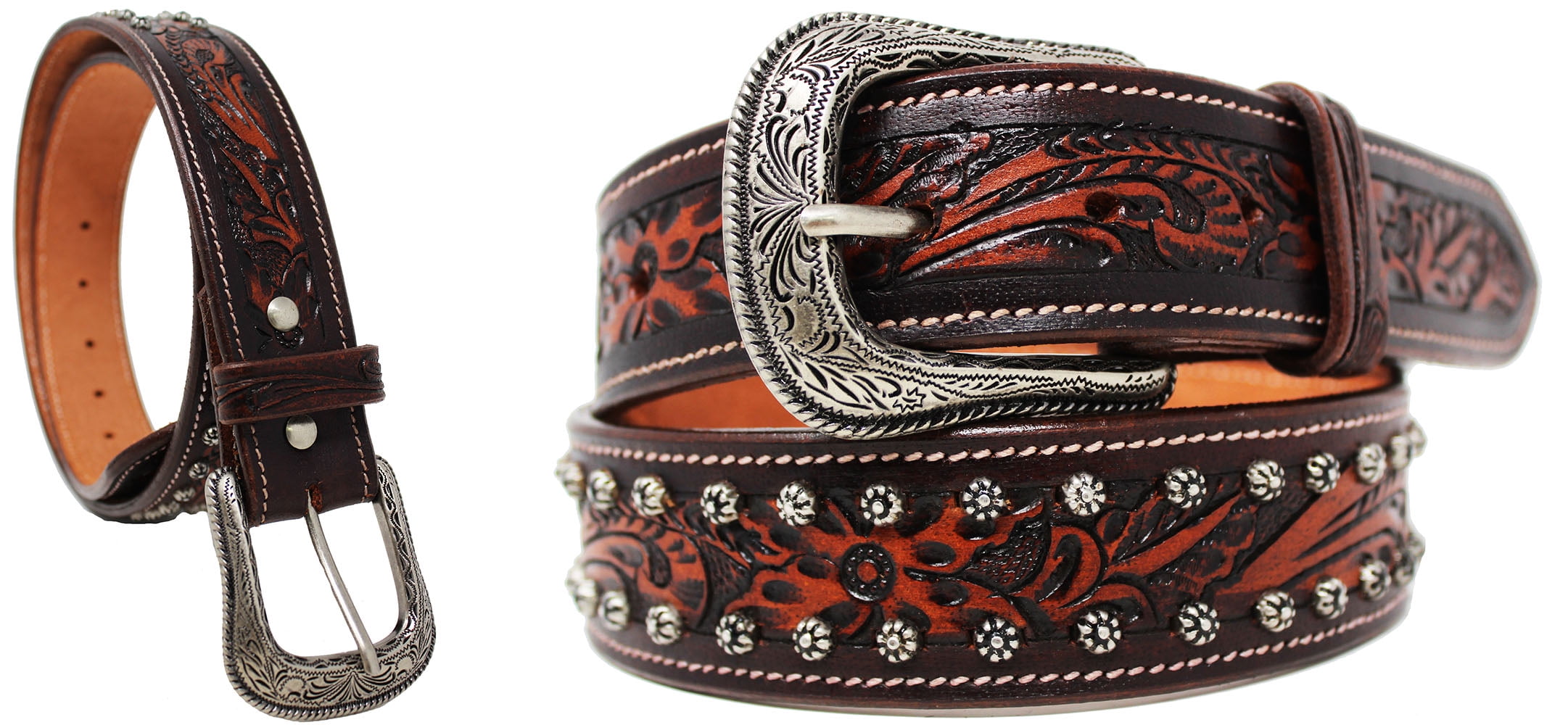 41-42 Western Heavy Duty Unisex Genuine Leather Floral 