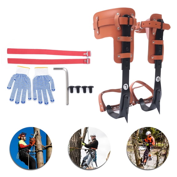 41-47cm Tree Climbing Spike Kit Pole Climbing Spurs Steel Adjustable Climber Strap Gaffs for Felling Trees
