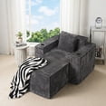 thumbnail image 1 of 41.5" Boneless Chair, Cloud Lounge Chair with Foldable Ottoman, Cup Holders and Storage Pockets, No Assembly Required, Gray, 1 of 8