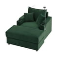 thumbnail image 1 of 41.7" Modern Style Single Sofa Sofa Couch with Storage Space, A Movable Ottoman, Two USB Ports, Two Cup Holders, A Phone Holder for Living Room (Green), 1 of 12