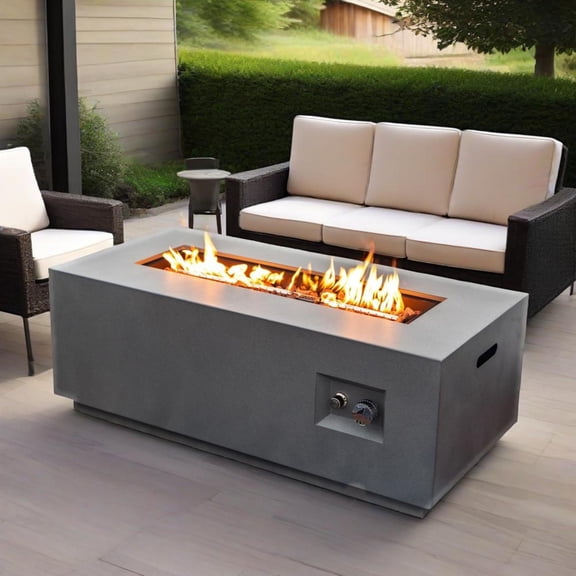 41.7'' Propane Fire Pit Table with Glass Wind and Storage Bin