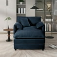 thumbnail image 1 of 41.73" Oversize Blue Chenille Recliner Chair with Ottoman – Stylish and Comfortable Seating for Home and Office, 1 of 10