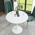 thumbnail image 1 of 41.73" Round Tulip Table in White, Mid-Century Modern Dining Table with Round Top and Pedestal Base, Conference Pedestal Desk, Leisure Coffee Table, Seat for 4-6, Max Loading 400lbs, 1 of 8