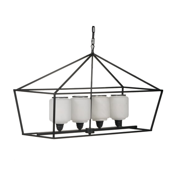 41.7x14.2x23.8" Iron Chandelier, Sleek Industrial Style Hanging Light Fixture for Kitchen Dining Room Foyer Entryway, Bulb Not Included
